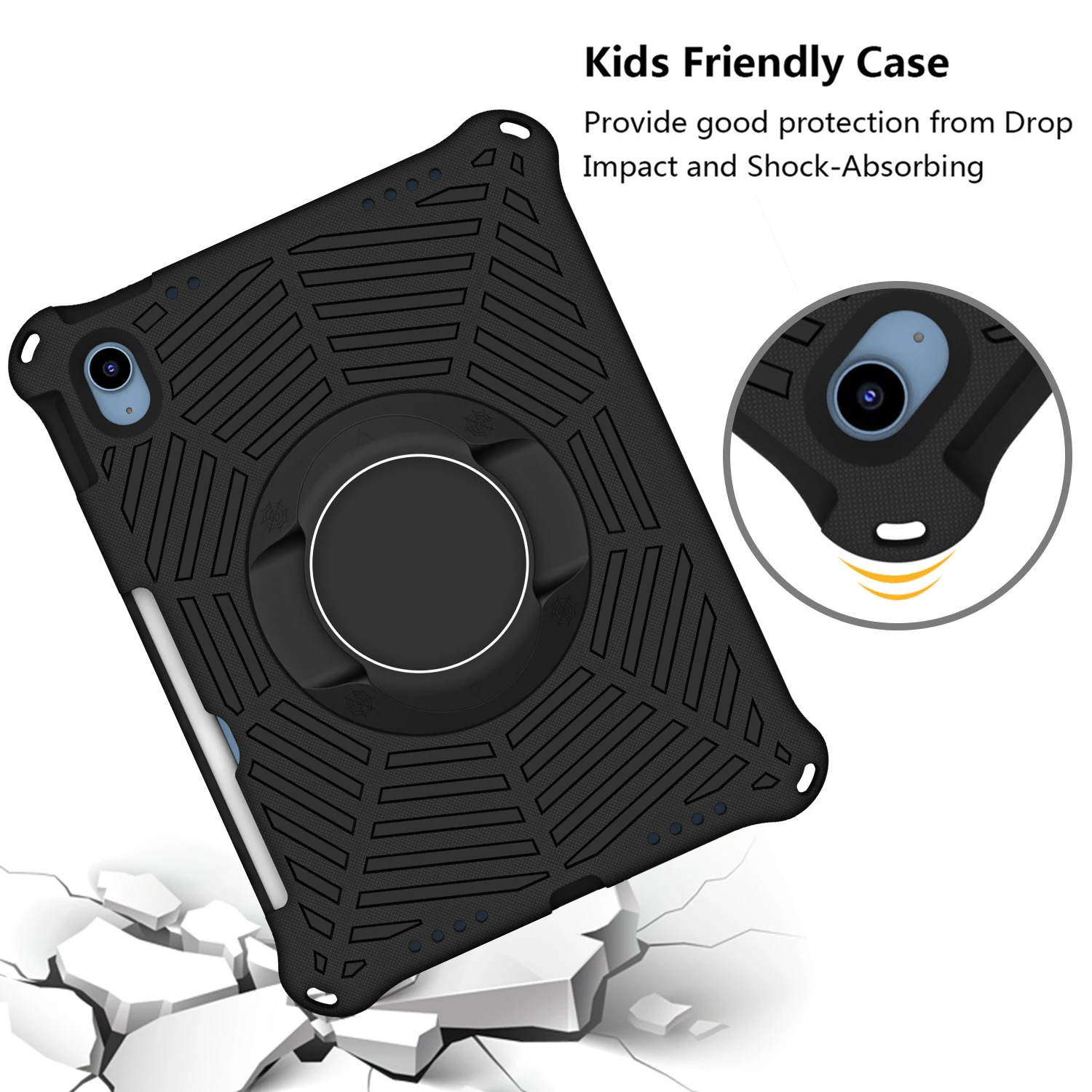 

360 Rotate Case for IPad 10.9 Inch 2022 Eva Shockproof Safe Cover with Shoulder Straps Pen Tray for Kid Protective Shell