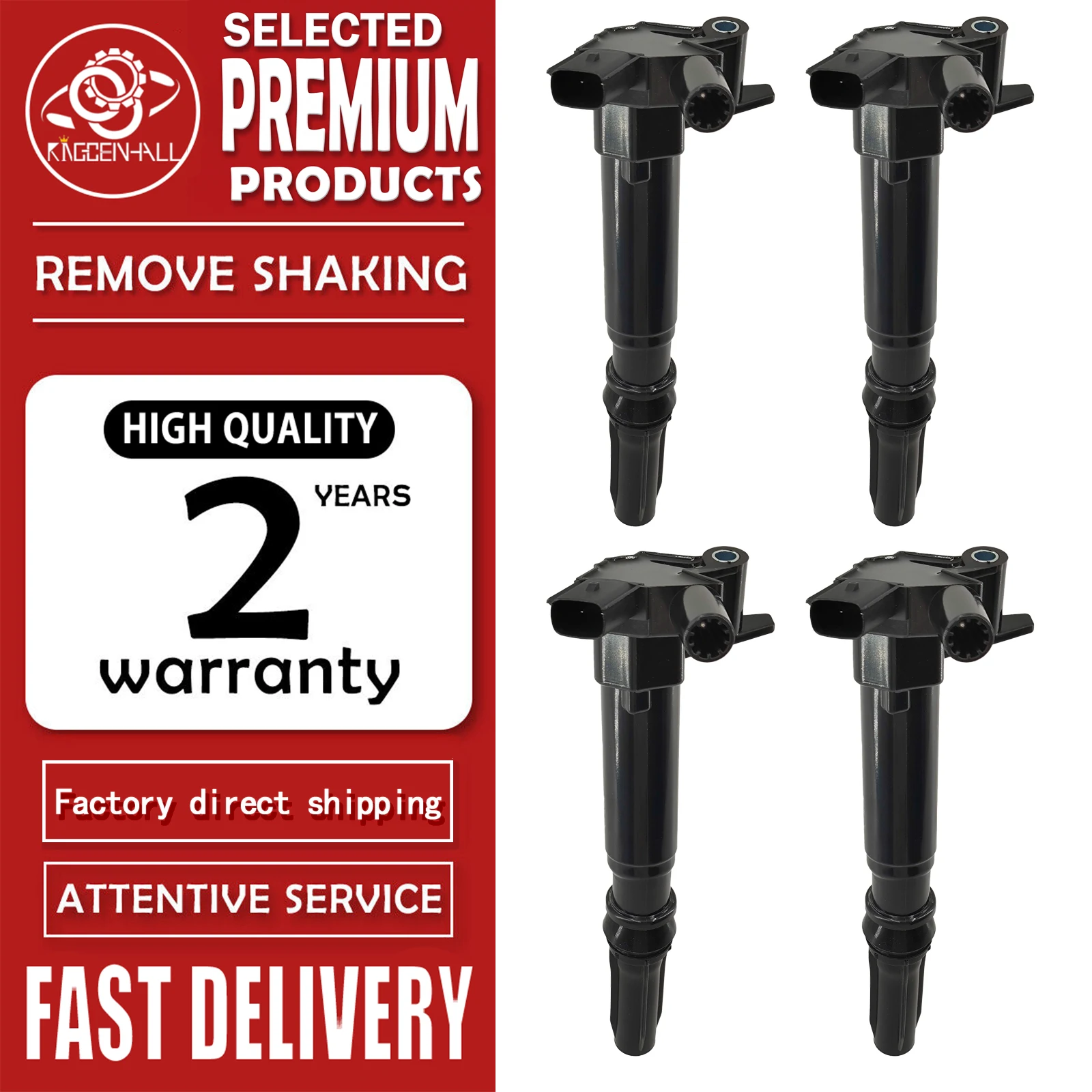 4PCS Left Ignition Coil DG526 AL3Z-12029-B Compatible With Ford F-150 SVT Raptor F-250 F-350 Super Duty 6.2L V8 Auto Engine Part