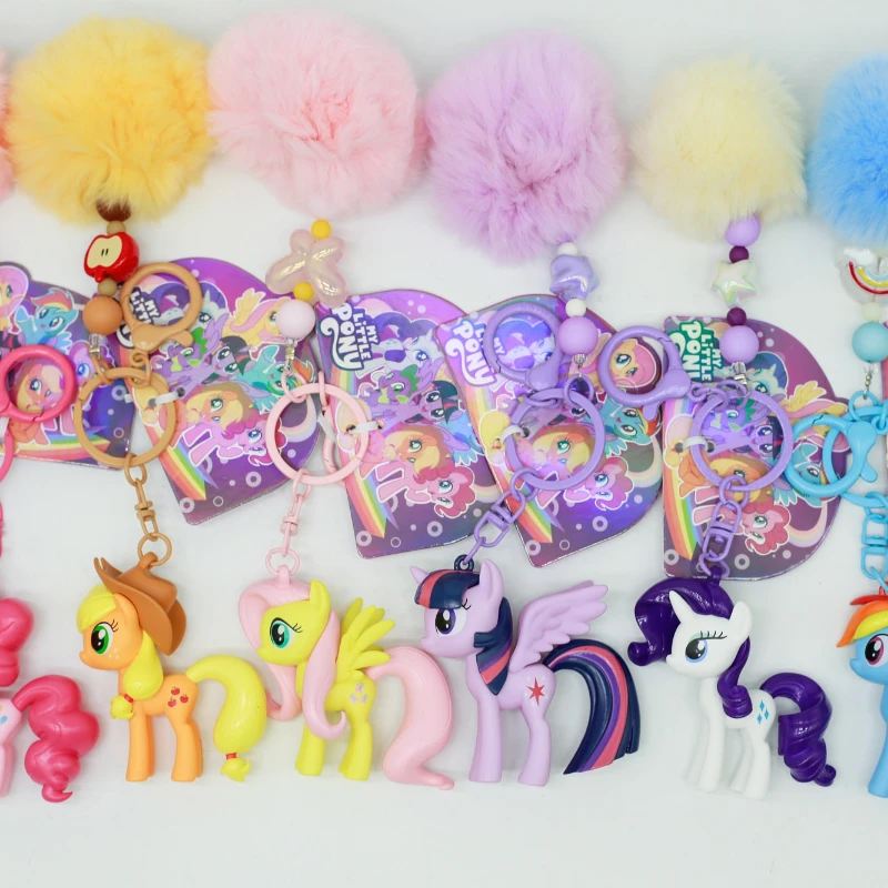 بلدي ليتل المهر عمل الشكل قوس قزح داش الشفق البريق Fluttershy الخنصر فطيرة لعبة مفتاح سلسلة حقيبة قلادة الديكور هدايا الاطفال