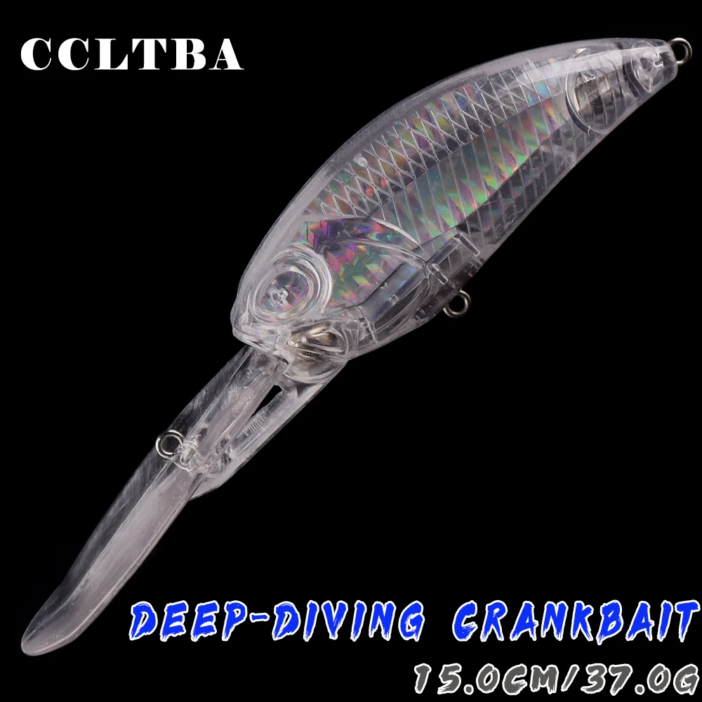 CCLTBA 5pcs/lot Quality Unpainted Crankbait Blanks 15cm 37g Hard Bait Inner Foil Body Fishing Lures Deep-diving Baits for Pike