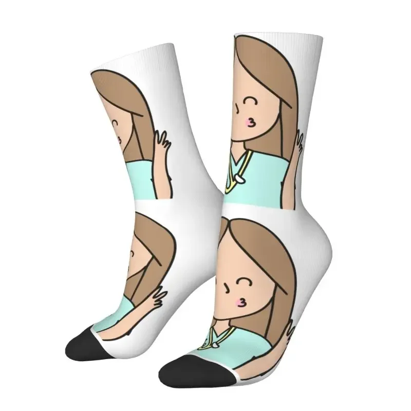 Enfermera En Apuros Doctor Nurse Medical Mens Crew Socks Unisex Kawaii 3D Print Dress Socks