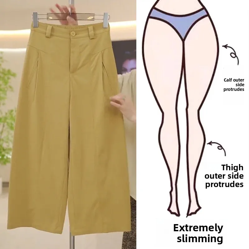 

Summer Fashion Wide Leg Pants Women's Loose Casual High Waist Slimming Straight Cut plus Size Trousers for Heavy Sister 200 P...