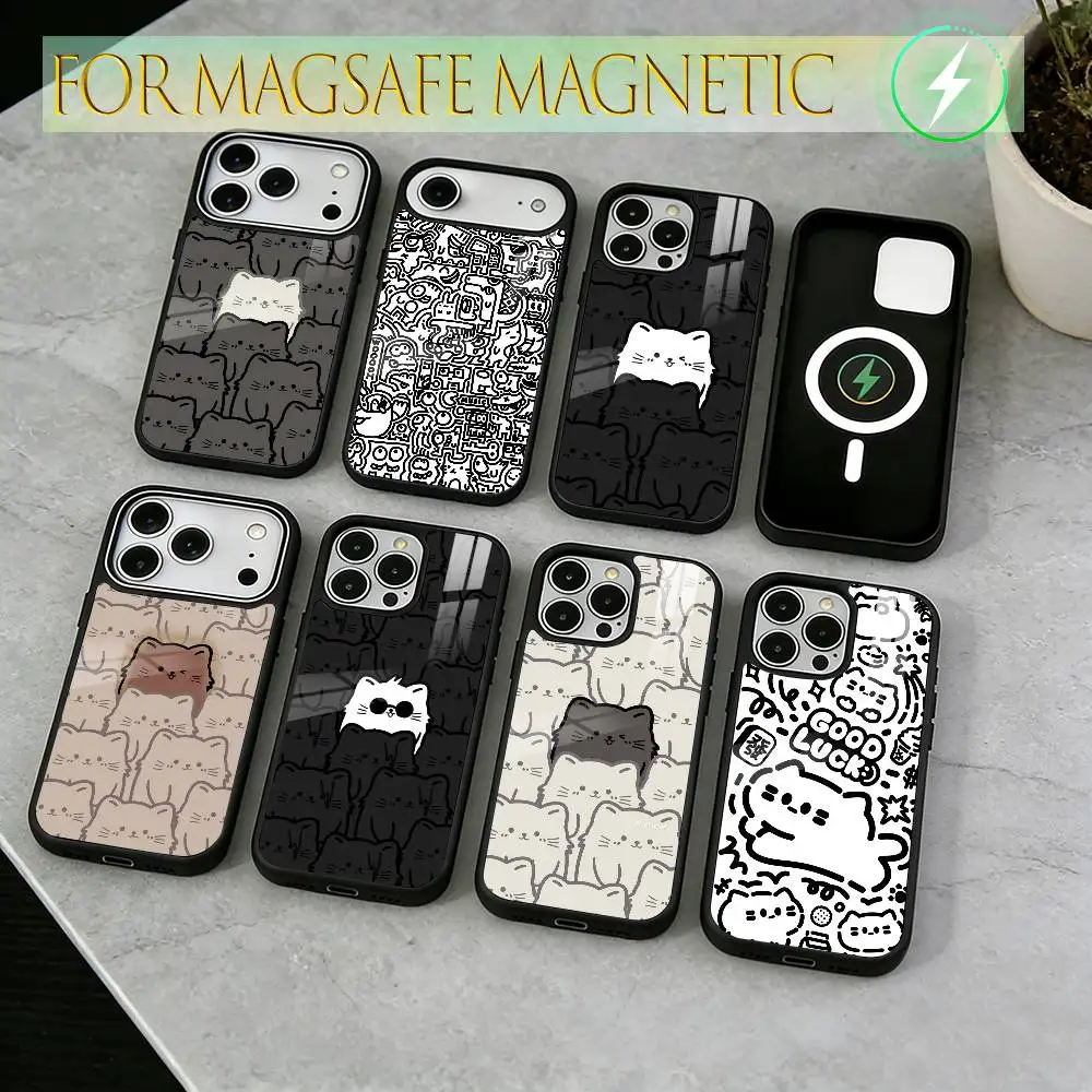 

Simple and cute Phone Case For iPhone17,16,15,14,13,12,11 Plus,Pro Magnetic For Magsafe Wireless Charging