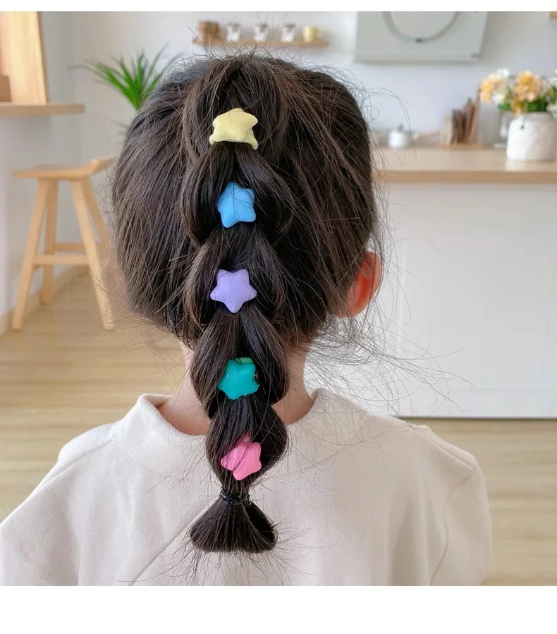 Neu und heiß: 10 Stück süße Haargummis mit Herz-, Stern-, Perlen-, Schleifen- und Blumenmotiven, koreanische Mode, hochelastische Haarbänder für Mädchen, Kinder und Frauen. – Detail 6