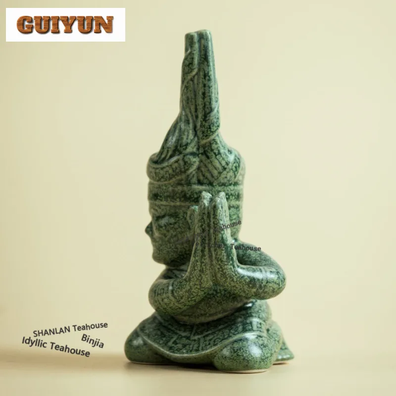 Sanxingdui Turned Head Kneeling Figure Statue Tea Pet Retro Tea Games Tea Figurine Play Toys Tea Statue Ornaments Decoration