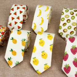 Cotton Men's Colourful Tie Banana Fruits Ties For Man Narrow Necktie Slim Skinny Cravate Narrow Thick Adults Women Neckties