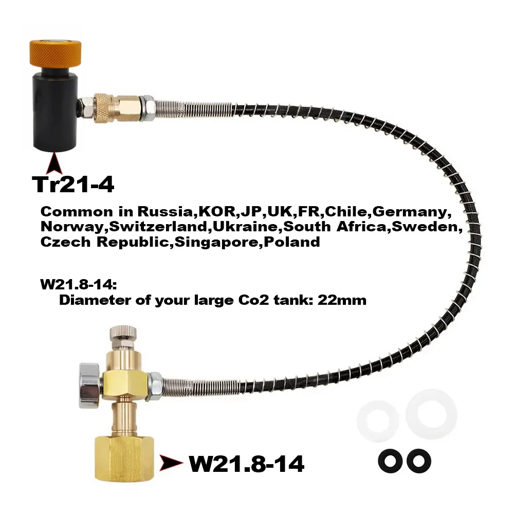 CO2 Filling Station for Sodastream Cylinder Transfer Carbon Dioxide Tank Refill Adapter Charging Adaptor W21.8-14,CGA320,Tr21-4