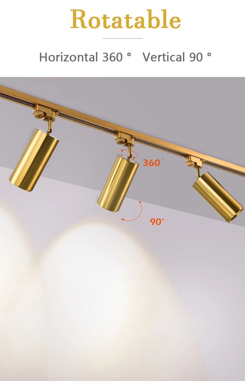 Goldene Schienenstrahler 220V LED-Schienenleuchte COB-LEDs Drehbare Deckenlampe für Wohnzimmer, Bar, Bekleidungsgeschäft, Laden, Gang – Detail 1