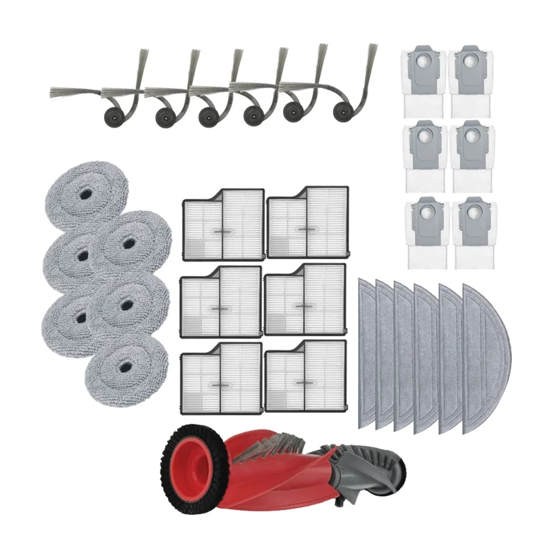 

【Berserk】32 Pcs For Roborock Saros 10/ G30/ S9 Maxv Ultra Sweeper Accessories Roller Side Brush HEPA Filter Mop Pad Dust Bag