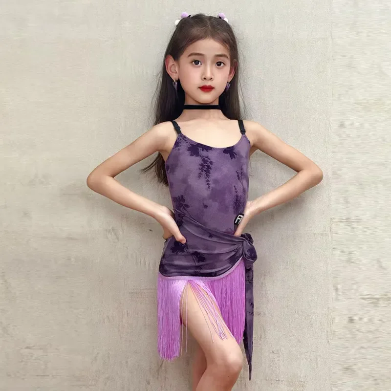 

Professional Latin Dance Dress Fringe for Girls Kids Competition Salsa Costume Cha Cha Rumba Ballroom Tango Dresses