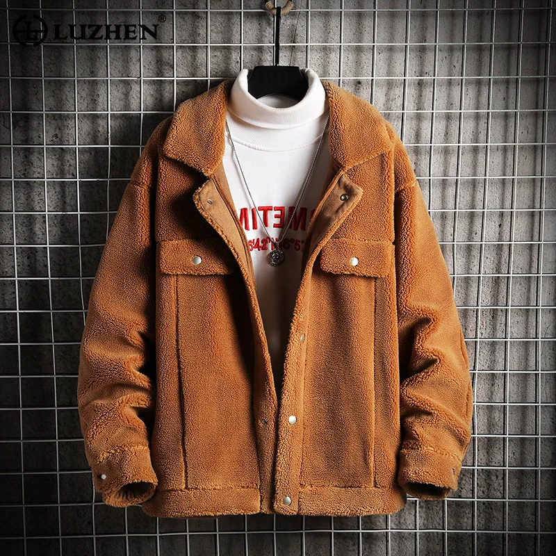 LUZHEN Short Fleeced Clothing Men's Casual Cotton Coat Simplicity Retro Trendy Men's Winter Warm Thick Top Padded Jackets LZ6459