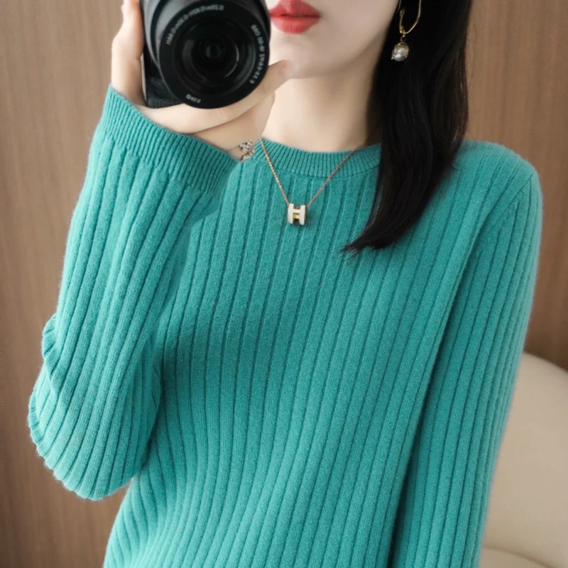 

Autumn Winter Women's round Ne Knitted Sweater Soft Wool Loose Fit Casual Sle Long Sve Top Faionable Versatile Base ...