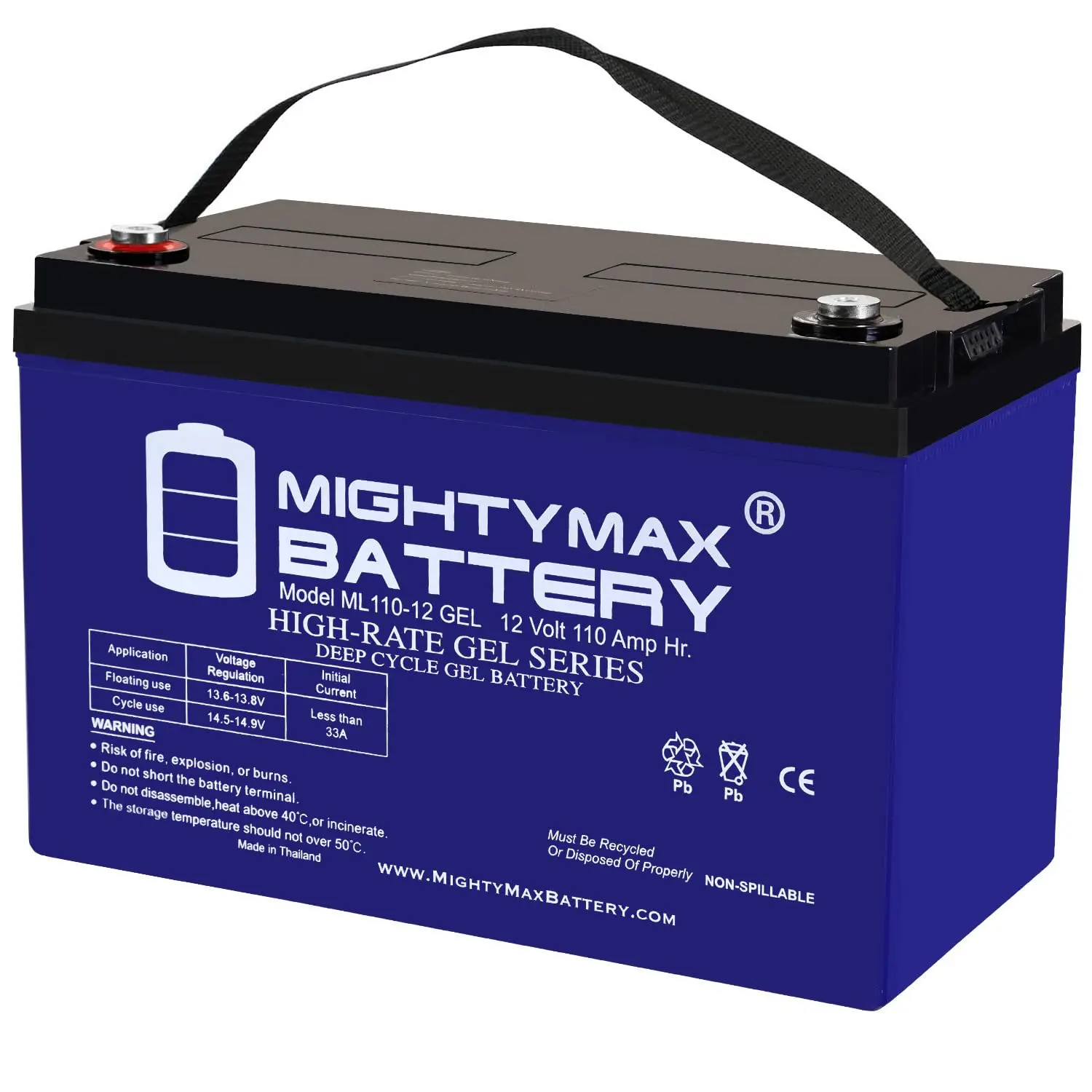12V 110AH GEL Deep Cycle Battery for RV Marine Solar Off-Grid, Group 31, Customized