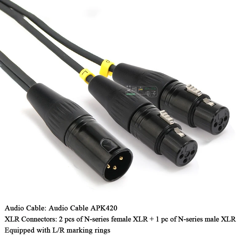 1-zu-2 Audio-Y-Kabel, RCA zu XLR, 6,35mm zu Dual RCA, XLR-Splitter, TS-Splitter, Anpassbare Länge 0,5-50m – Detail 7