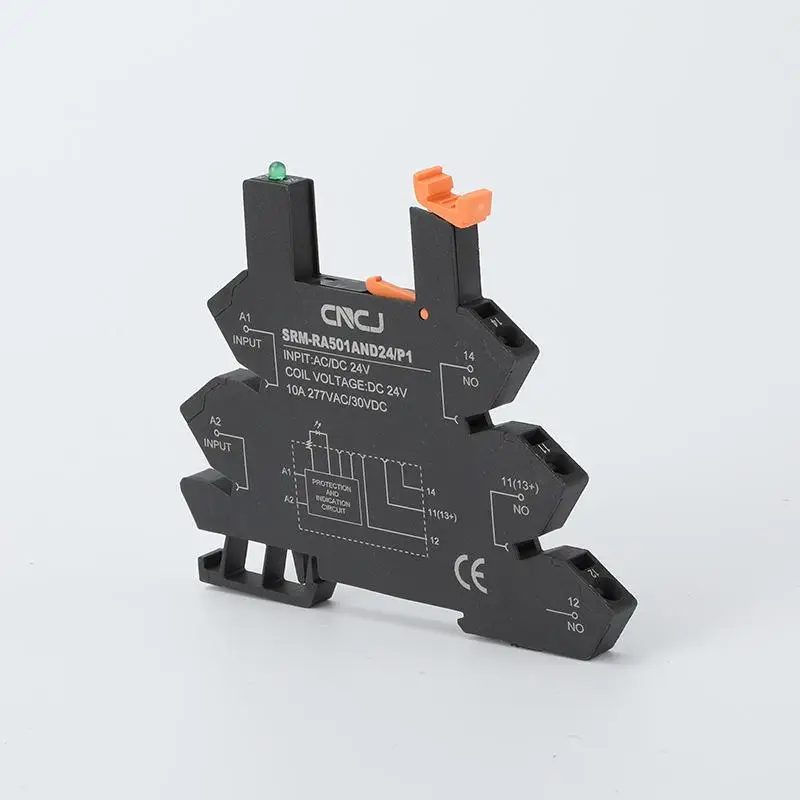 1Pcs SRM-RA501AND24-P1 Black Direct Current Ultra Slim Relay Module Alternating Rail Type Base