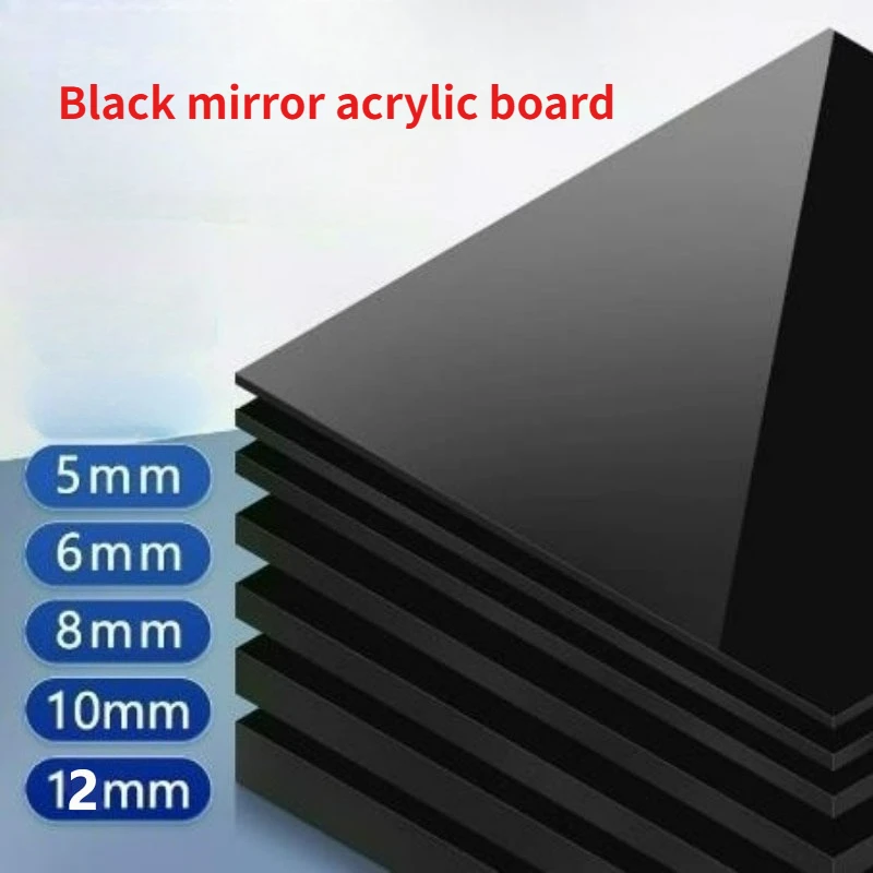 1/2PCS Thickness 5/6/8/10/12mm Black Mirror Acrylic Board Can Reflect Sheet Methacrylate Plate Size 100x100mm~300x400mm