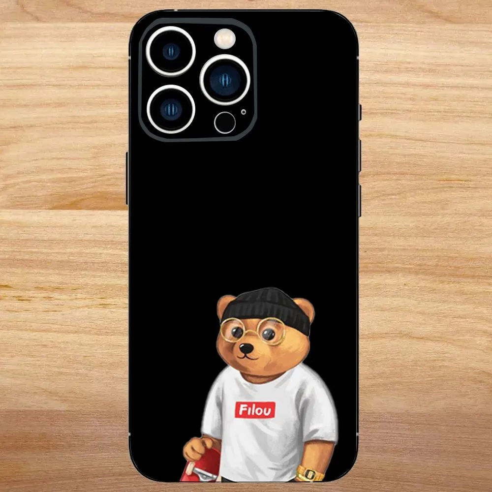 حافظة هاتف Baron F-Filou B-Bear لهاتف iPhone 16,15,14,13,12,11,Mini,Pro,SE,MAX غطاء أبيض غير لامع مقاوم للصدمات