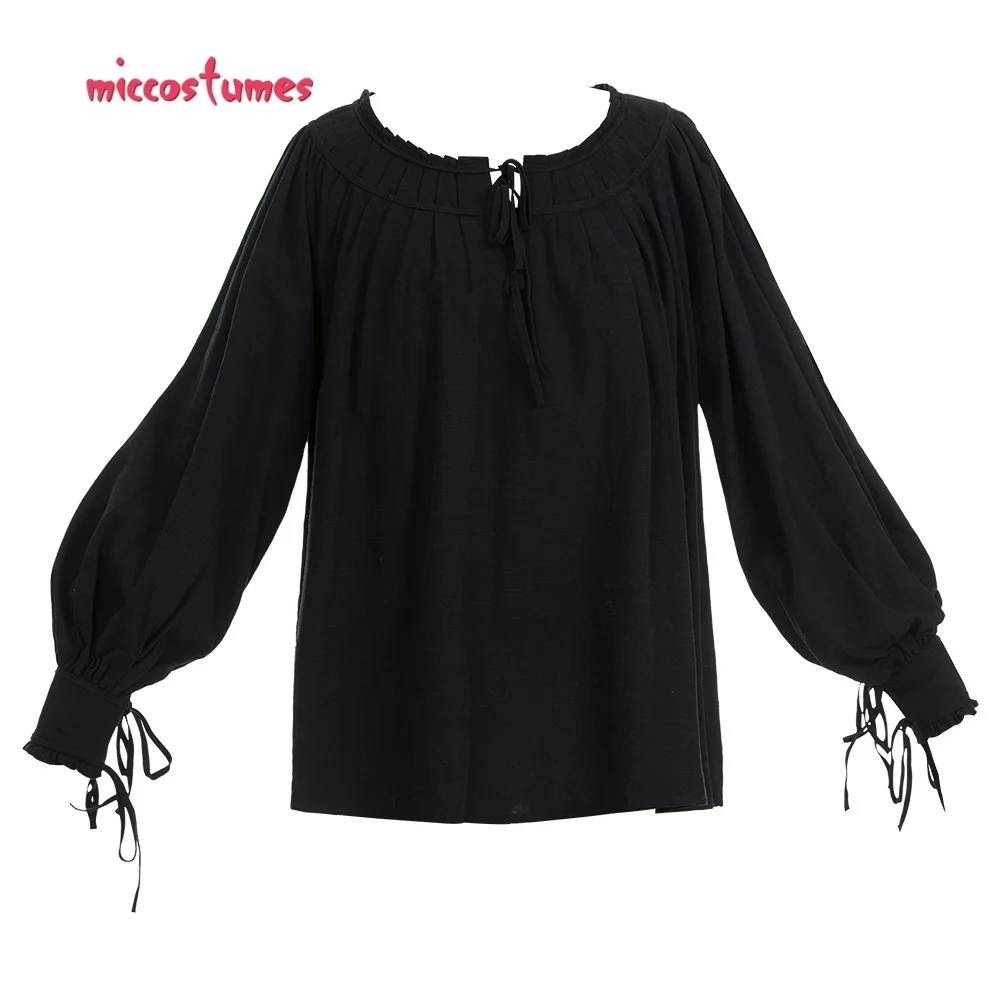 

Miccostumes Women's Medieval Renaissance Vintage Black Lace Up Long Sleeve Women's Blouse