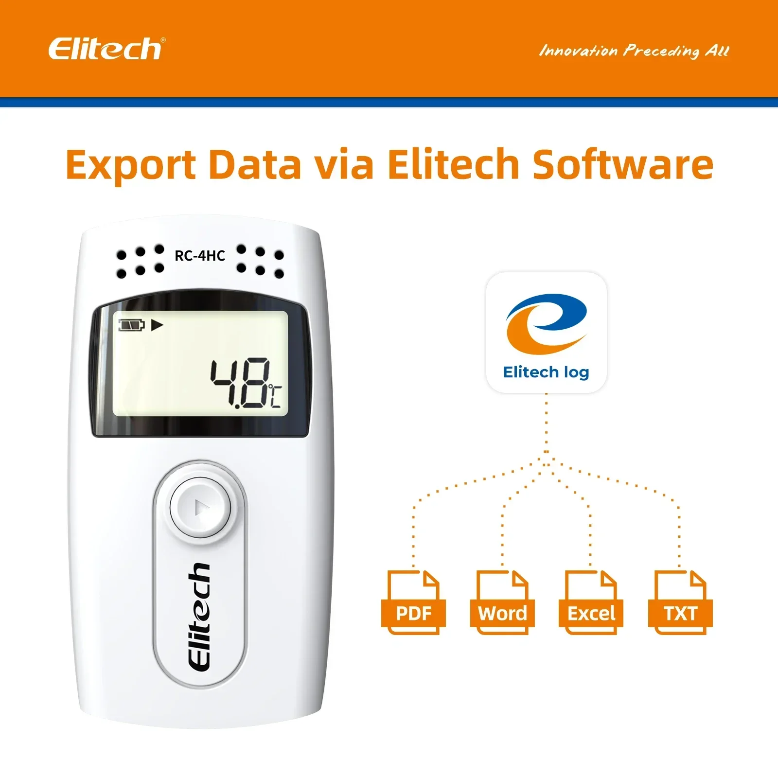 Elitech RC-4HC USB Temperature and Humidity Data Logger 16000 Points Record Capacity PDF Report