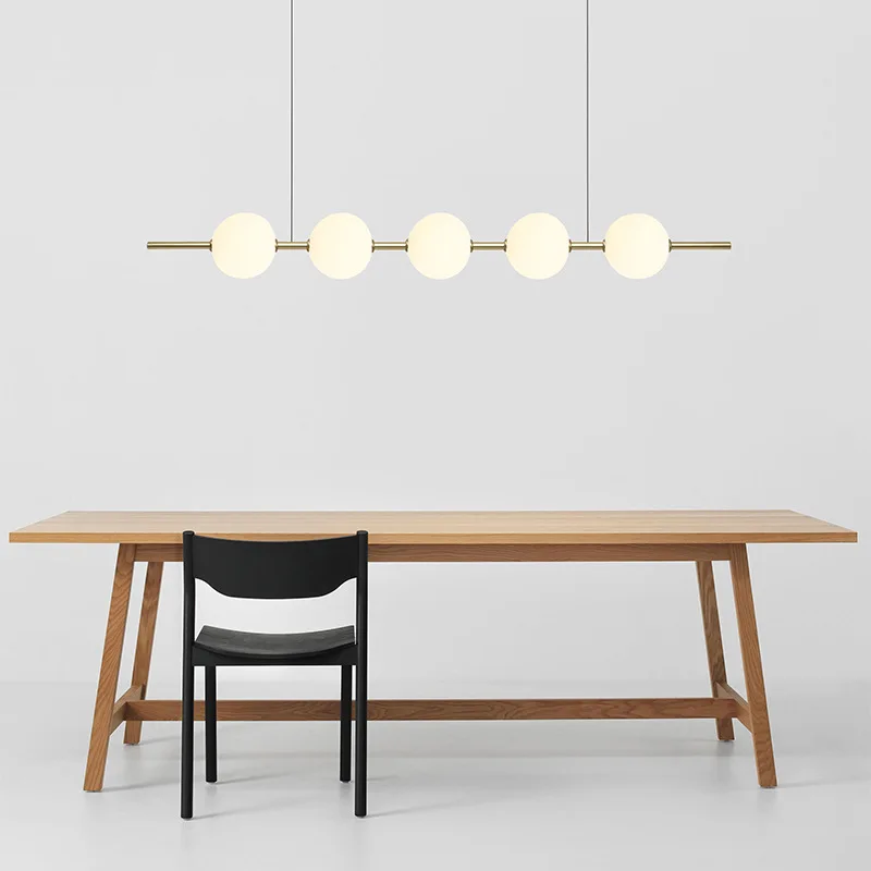 

Nordic Postmodern Restaurant Pendant Lamp Minimalist Coffee Shop Bar Counter Designer Long Strip Creative Spherical Chandelier