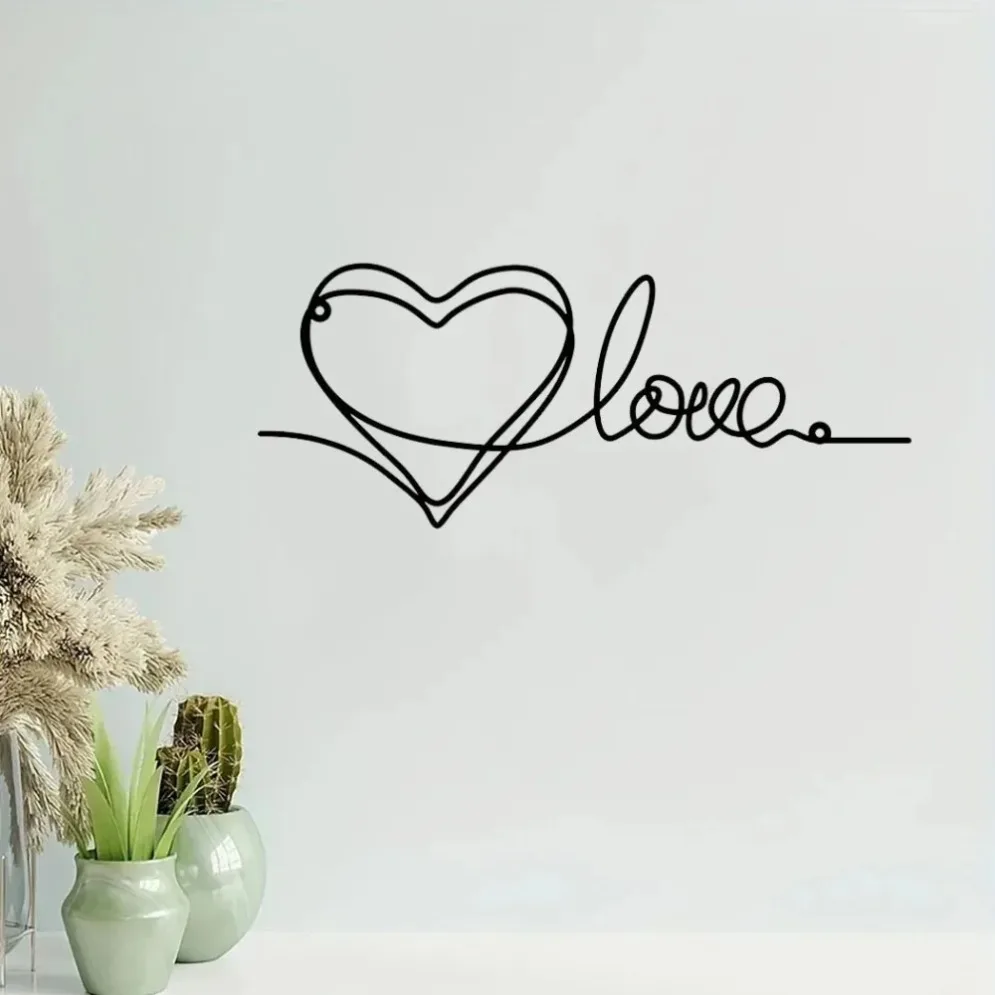 

Line Art Pendant: Metal Heart Love Shaped Wall Ornament. Home Metal Wall Decor & Art