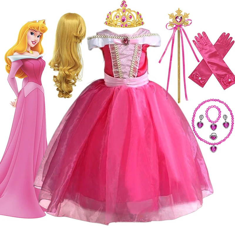 

Disney Fancy Princess Dress Sleeping Beauty Clothing Girls Fairy Tale Aurora Party Vestidos Carnival Children Cosplay Costume