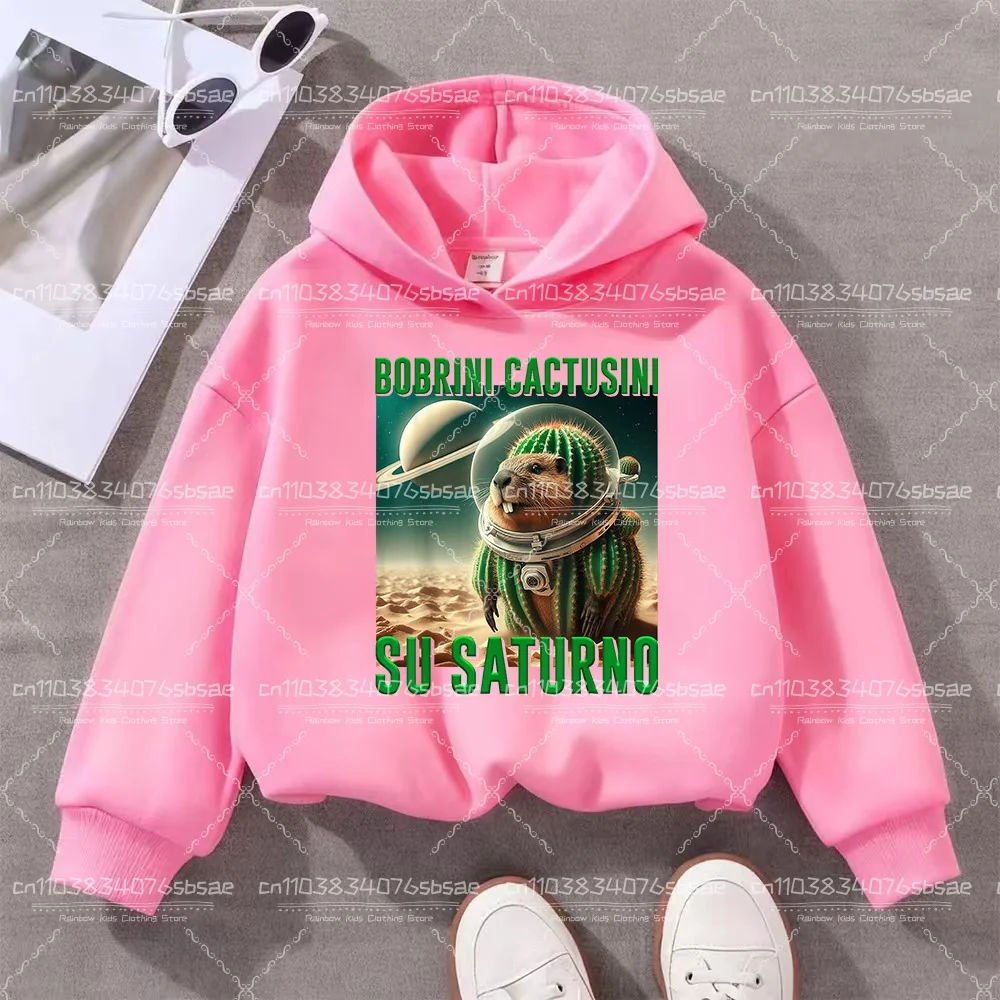 الفتيان والفتيات البلوز الدافئة متعة الإيطالية Brainrot شخصية 2D الأطفال مقنعين البلوز الخريف الشتاء الدافئة المألوف