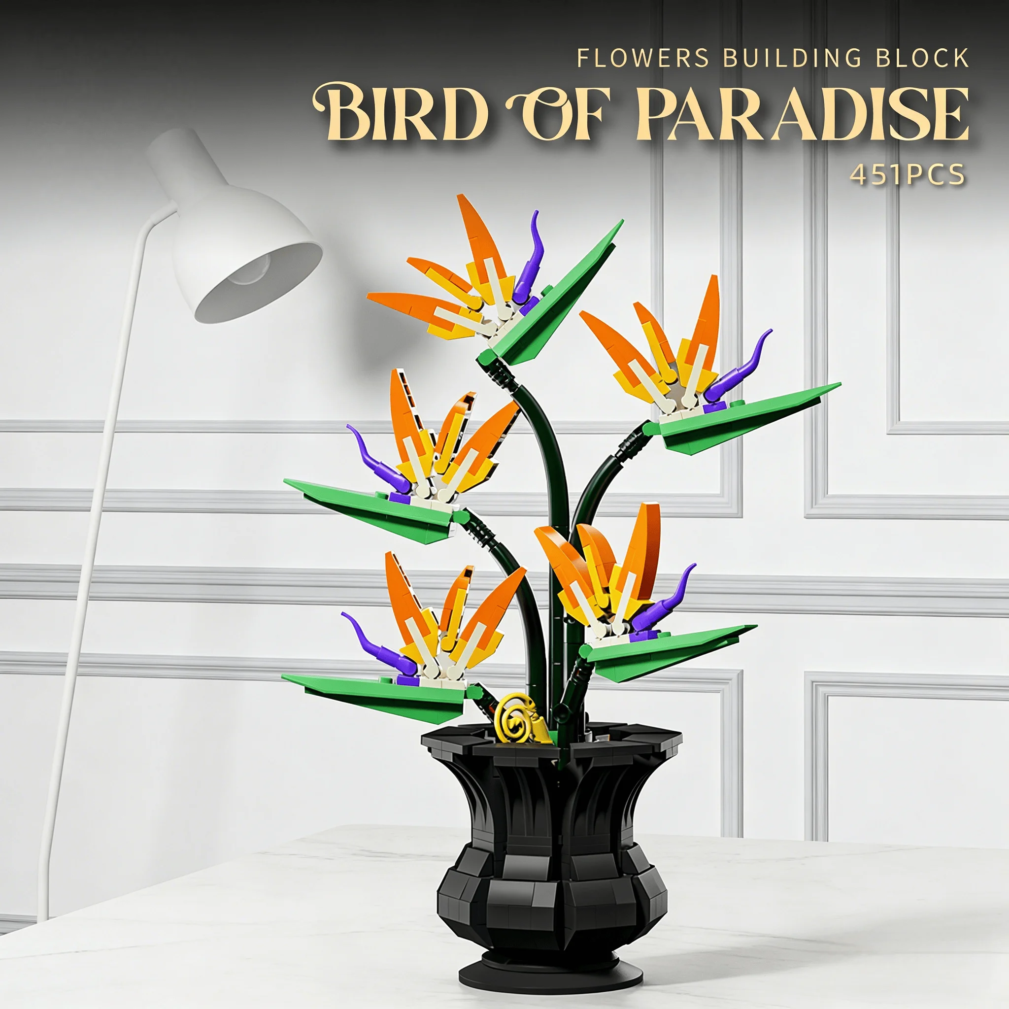 Adult Building Blocks Bird of Paradise Flower Bouquet Set Artificial Plant Home Decor Creative Gift
