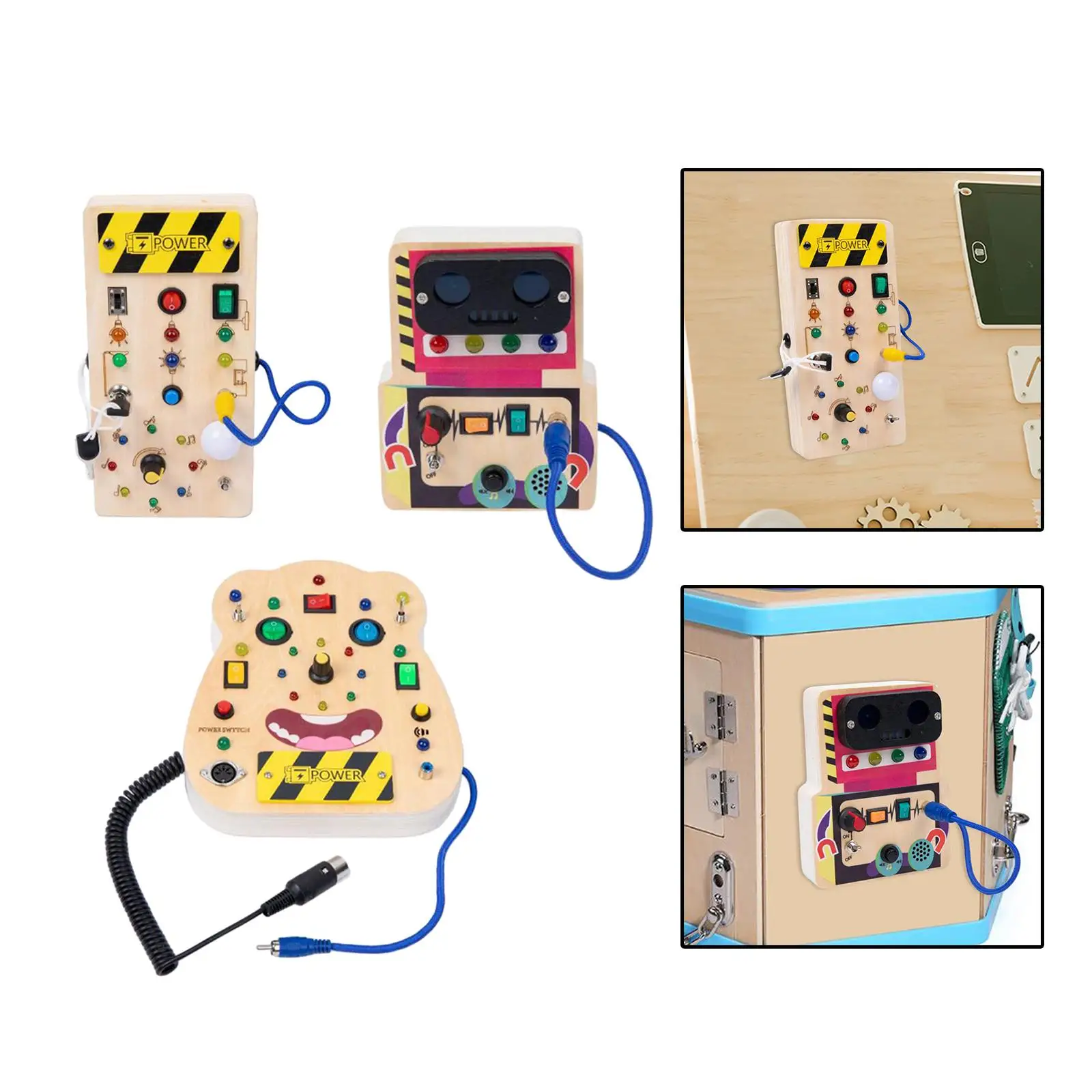 LED Montessori Busy Board Wooden Sensory Board Button Switch for Preschool