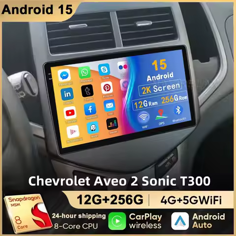 8Core 5G 2din Android 15 Car Radio Multimedia Player For Chevrolet Aveo 2 Sonic T300 Autoradio CarPlay Navigation GPS