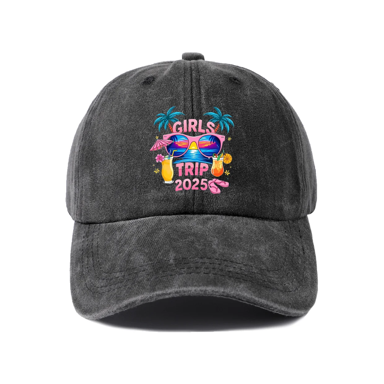 Girls Trip Celebration Graphic Baseball Cap, Vintage Washed Adjustable Unisex Dad Hat, Casual Gift