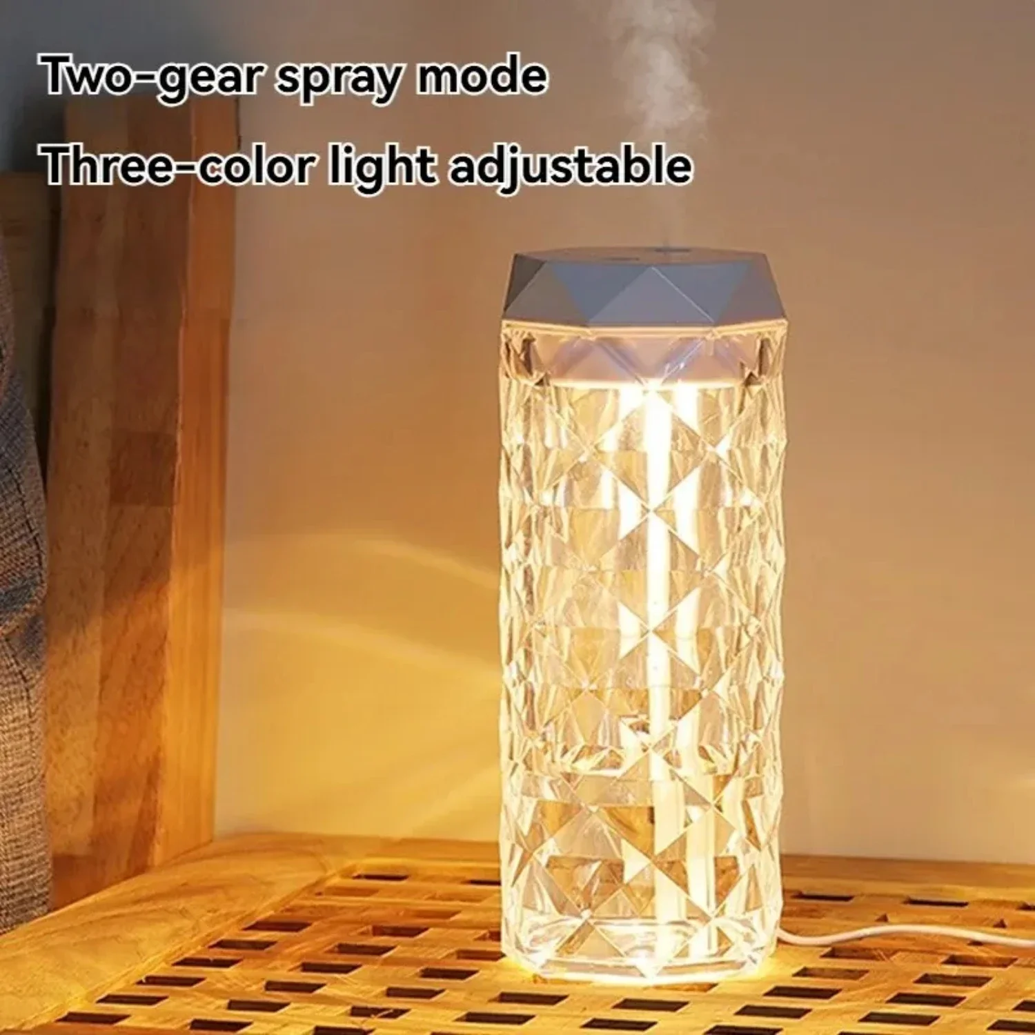 Colorful and Portable USB Crystal Air Humidifier - Large Capacity 500/1000ml for Room Office Desk - Refreshing atmosphere, Ideal