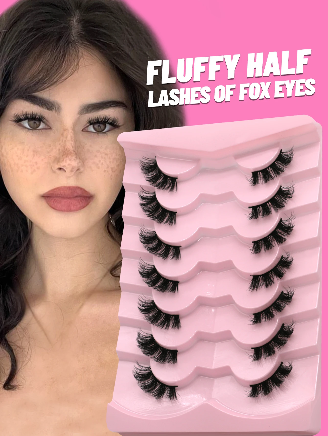 Veltrinay Half Lashes Mink Natural Cat Eye Wispy False Eyelashes 3D Volume Strip Fake Eyelashes Accent Corner 3/4 Eye Lashes