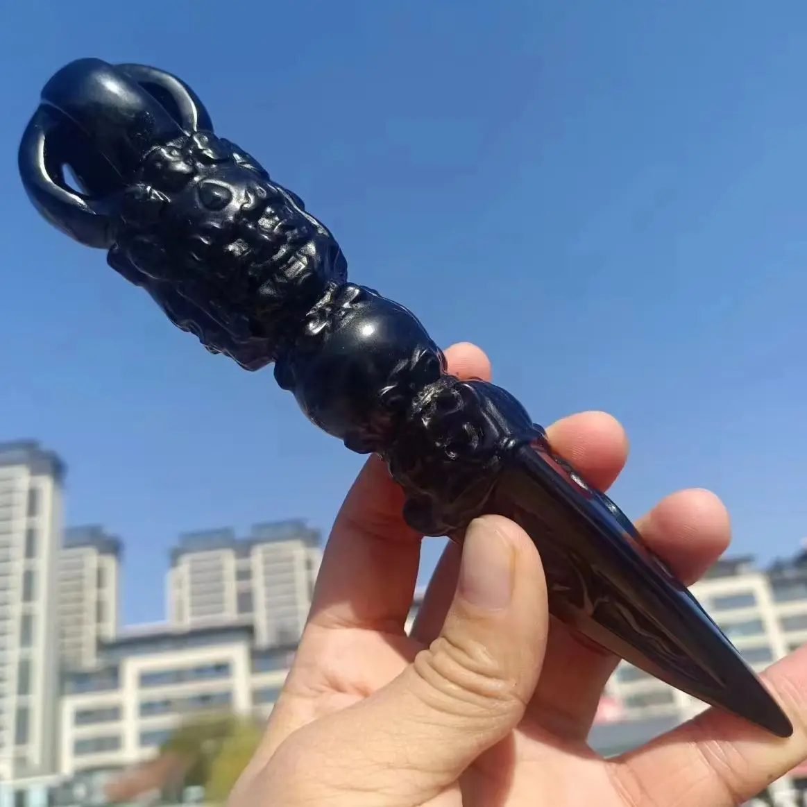Natural Obsidian,Jin Gang Pestle,Quartz Crystal Wand, Mineral, Reiki ,Healing