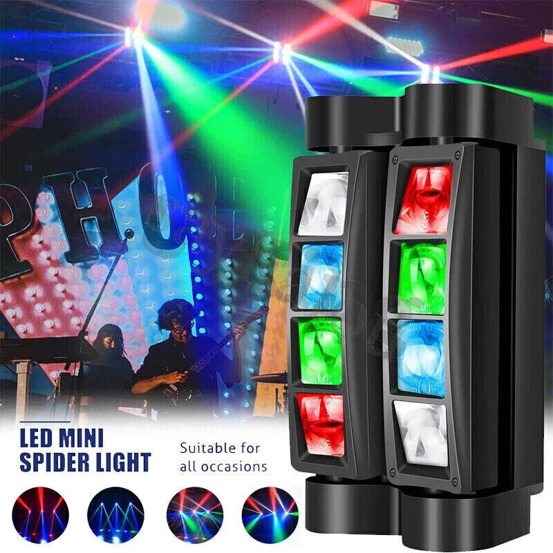8x3W Mini LED Spider Light Sound Mode LED Moving Head Lights Led Beam Stage DJ Bars Party Disco Lighting