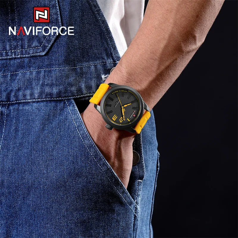 NAVIFORCE Sports Silicone Men\'s Watch Fashion Classic Waterproof Male Watch Luxury Casual Quartz Men\'s Wristwatch reloj hombre