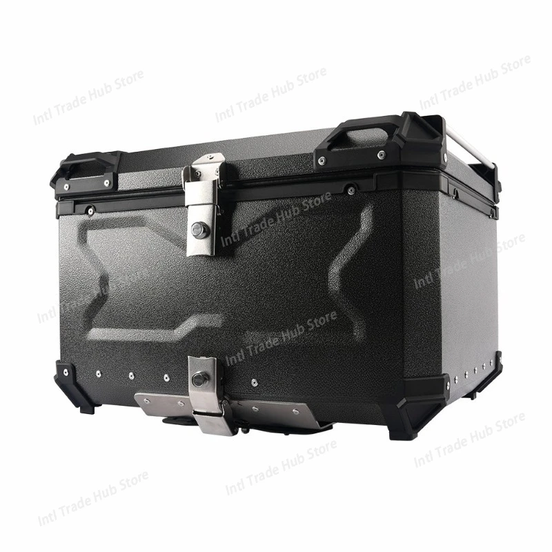 New Black Warrior 85L Motorcycle Aluminum Alloy Embossed Tail Box Calf Tail Box Electric Vehicle Large Capacity Trunk