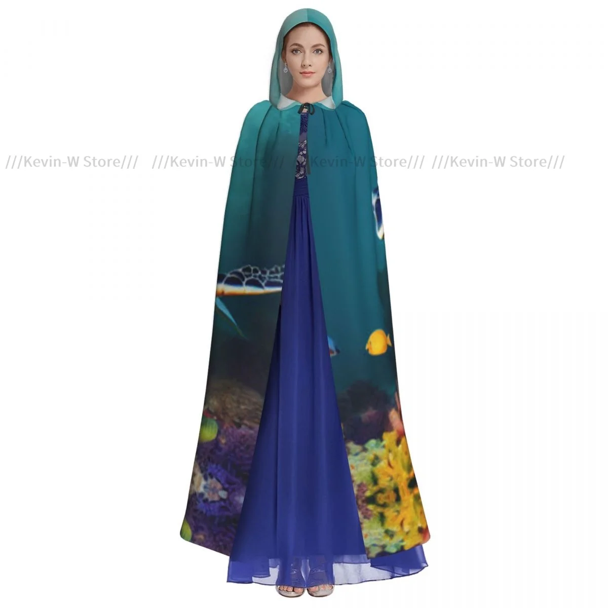 Unisex Adult Sea Turtle Swimming Cloak with Hood Long Witch Costume Cosplay