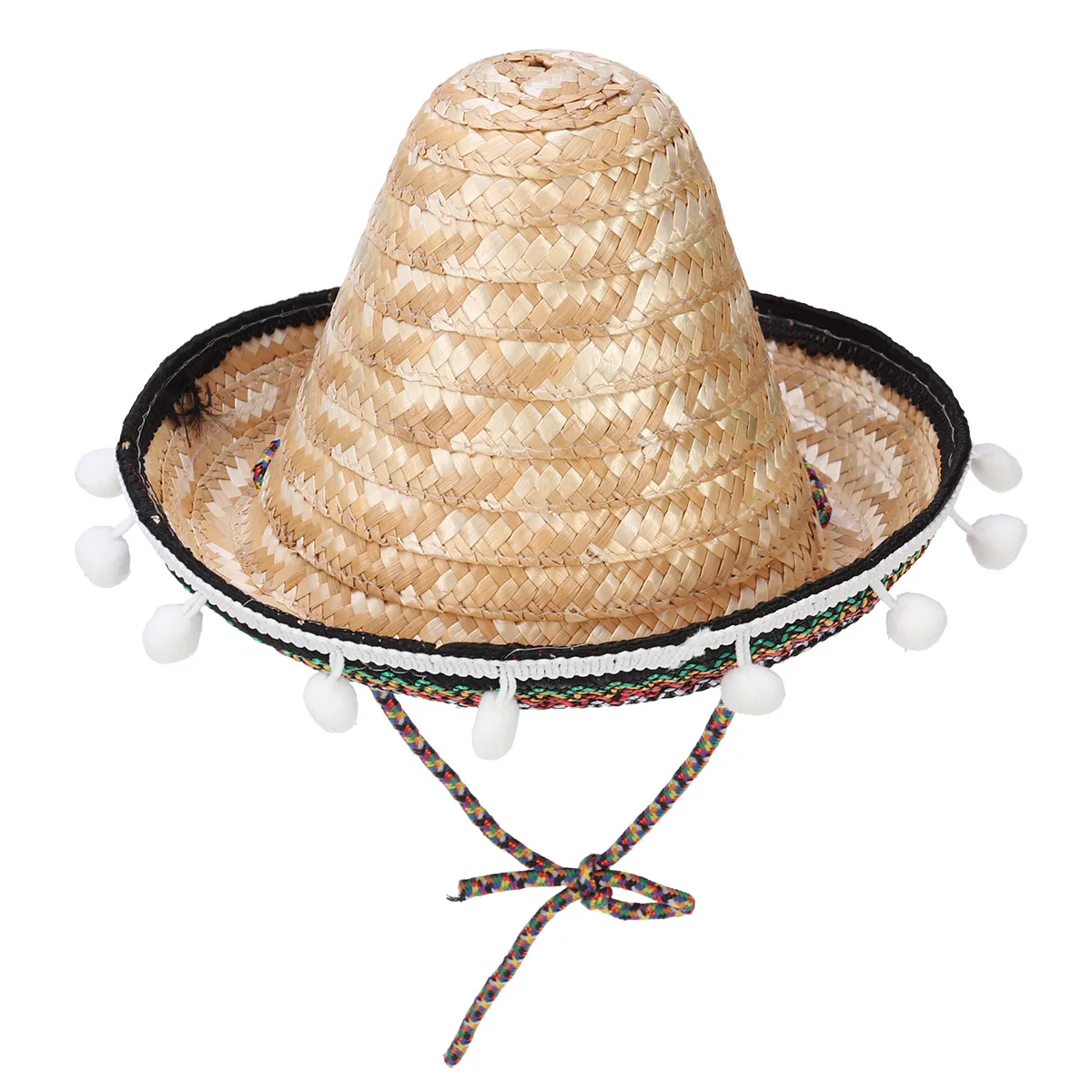

Straw Hat Props Hawaiian Style Mexican Sombrero Beach Pompom Sun Visor Summer Cool Protection Dressing Up Party Hats