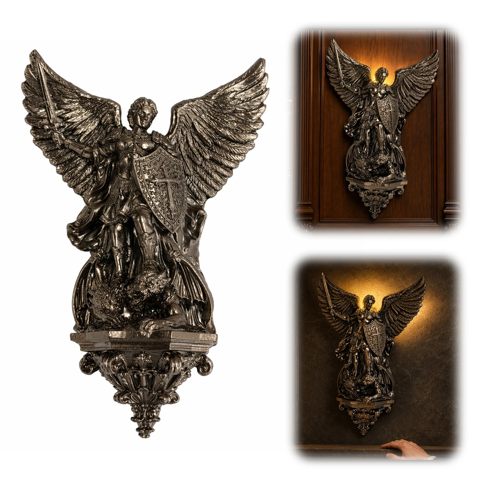 8inch/20cm Modern Angel Gold Wall Lights Bronze Finish Nordic Modern Wall Light for Home Living Room Bedroom Bedside Decor