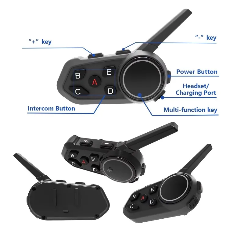 1200m 6 Riders BT Intercom Bluetooth Motorcycle Helmet Motorbike Headset With DSP Echo Cancellation and Noise Suppression