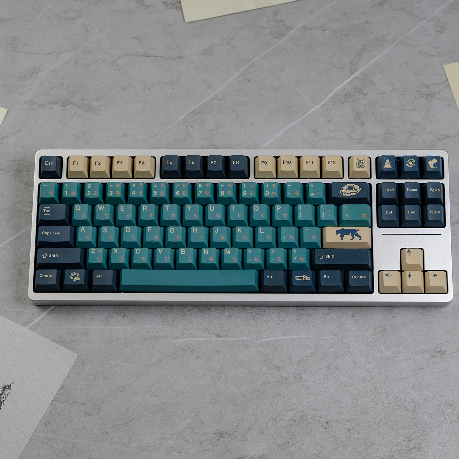 KYOMOT 128 Keys Silent Forest Keycap PBT Dye Sub Cherry Profile  Ink Blue Style Keycaps for MX Switch Custom Mechanical Keyboard