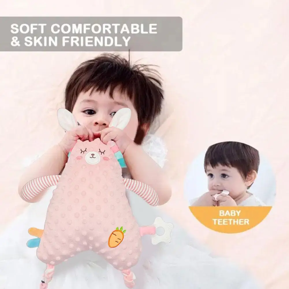 Baby Soft Plush Comforter Short Plush PP Cotton Newborn Sleep Aid Pacifying Doll Cute Hand Puppet Toy For Infants 0-6-12 Months