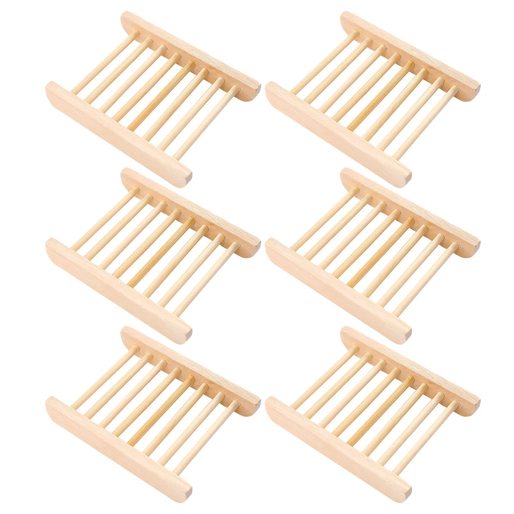 

6pcs Wooden Box Natural Draining Tray Holder Dry Clean Multi functional Storage Tool Soap Draining Tray Craft Decor