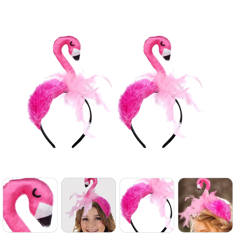 Diadema de flamenco para cumpleaños, tocado decorativo para el pelo para niños, accesorios de fiesta, terciopelo encantador para niños, 2 uds.