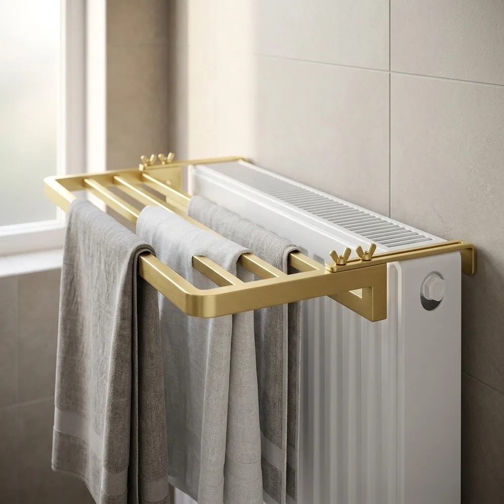 Adjustable Radiator Clothes Drying Rack Wall Mounted Carbon Steel Towel Hanger 40x25cm Rust Resistant for Indoor Outdoor Use