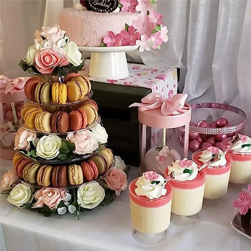 ABYN-Elegant Macaroon Tower Stand-Cake Display Stand In Plastic Perfect For Weddings& Parties