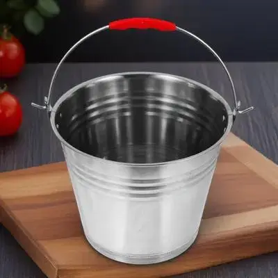 

Stainless Steel Bucket with Handle Portable Heavy Duty Round Metal Bucket for Water Milk Ice Storage Large Capacity Corrosion