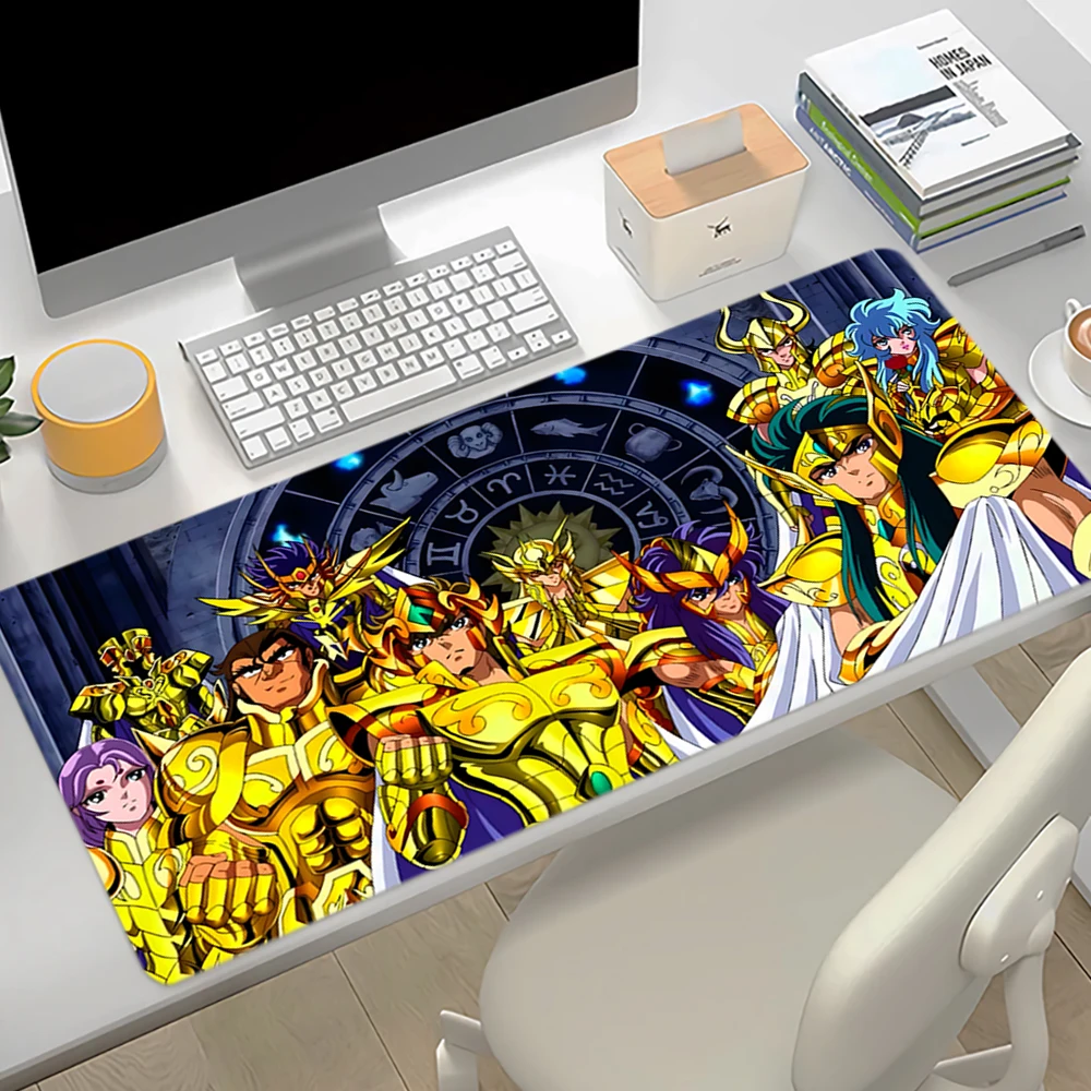 Large Gaming Mouse Pad Gamer Home Computer HD Mousepad Saint Seiya Cool Anime Keyboard Pad Rubber MousePad Non-slip Carpet