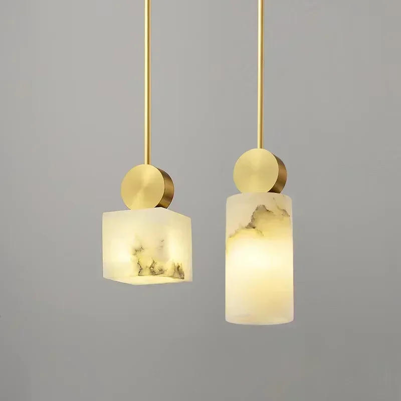 Decoration Home Salon Lightings Pendant Lamp Gold Copper Marble Led Lights Nordic Bedroom Living Room